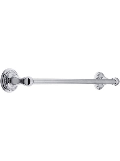 18 inch Brass Towel Bar with Rope Rosettes in Polished Chrome.
